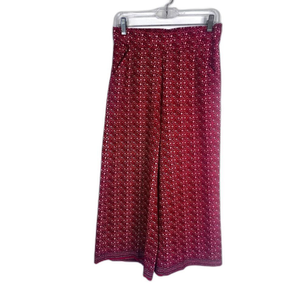 Max Studio Red Printed Wide Leg Pull On Boho Pant Lightweight Size XS
